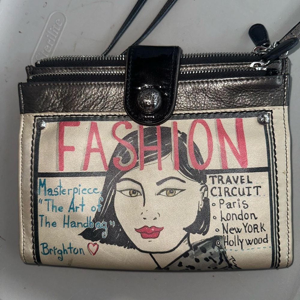 Brighton Black and Cream Crossbody Bag with artist Design